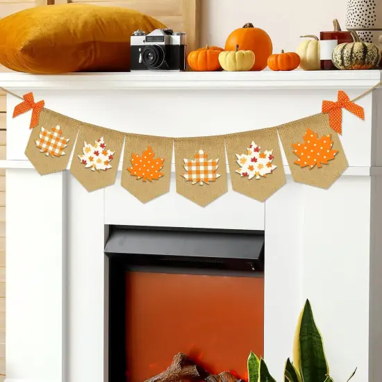 Fall Maple Leaf Burlap Banner {5}