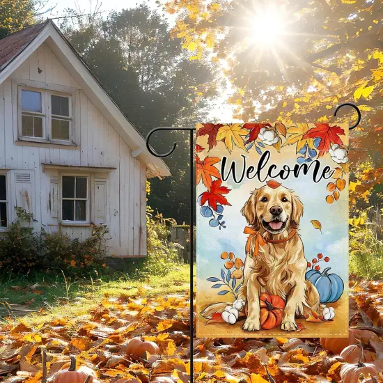12 x 18inch - Welcome Fall Garden Yard Flag(Golden Retriever) {2}