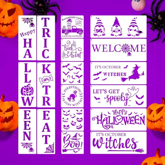 18pcs Halloween Stencils for Painting on Wood Reusable (Polyethylene Terephthalate) {2}