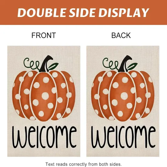 12&times;18 Inch - Fall Polka Dots Pumpkin Garden Yard Flag(Multi) {3}