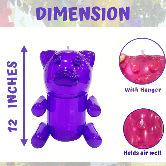 4E's Novelty 6 Pack Inflatable Gummy Bears - 12'' Large Fun Gummy Bear Party Decorations, Colorful Gummy Bear Decor, Perfect Gummy Bear Party Favors {5}