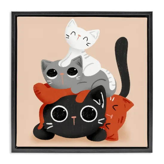 Stupell Industries Stacked Cats Pile Floating Frame Design by Sarah Hickman {1}