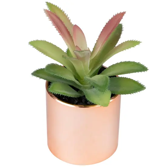 Northlight 5" Green Artificial Aloe Plant in a Rose Gold Pot {6}