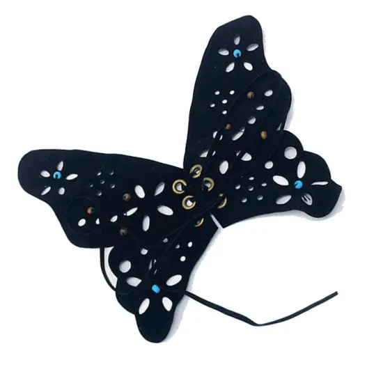 Black Butterfly Faux Suede Sew on Patch 5"x6" {3}