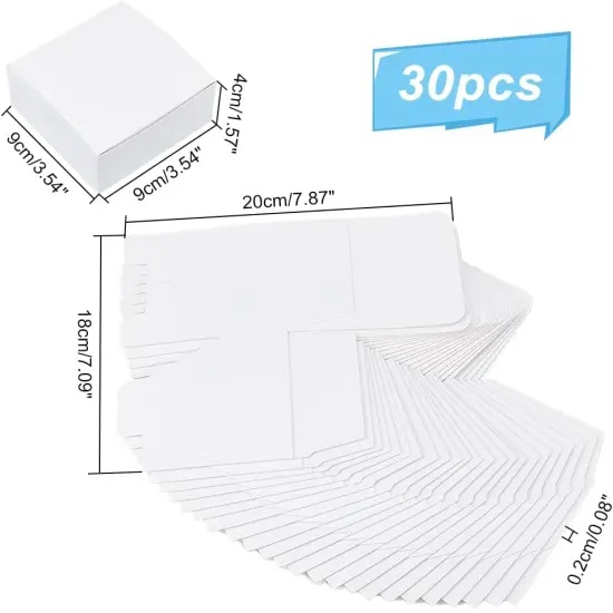 30pcs White Gift Box Small Paper Box 3.5x3.5x1.5 Inch Kraft Packing Cardboard Boxes Favor Treat Boxes Foldable Gift Jewelry Storage Case for Candy Soap Tea Light Wedding Mother's Day {1}