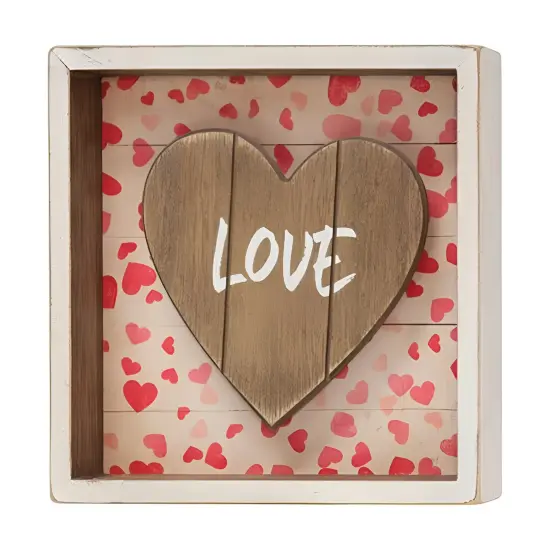 3 Asstd. Be Mine Wooden Shadow Box Sign with Heart Design and Love Words {2}