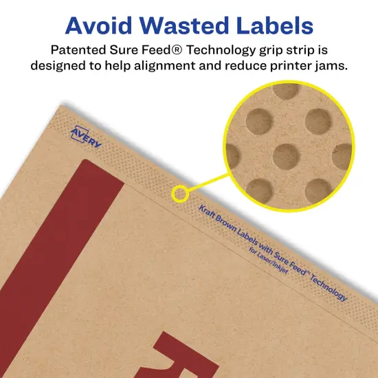 Avery Kraft Brown Rectangle Labels with Sure Feed, 10" x 7" {4}