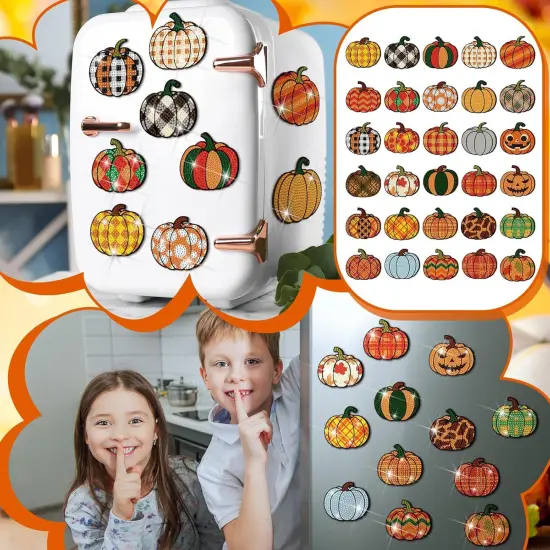 30 Pcs Halloween Pumpkin Diamond Painting Magnets Kits {5}