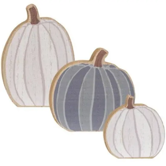 Wooden Pumpkin Sitters Set of 3 Freestanding Autumn Decor with Exposed Edges {1}