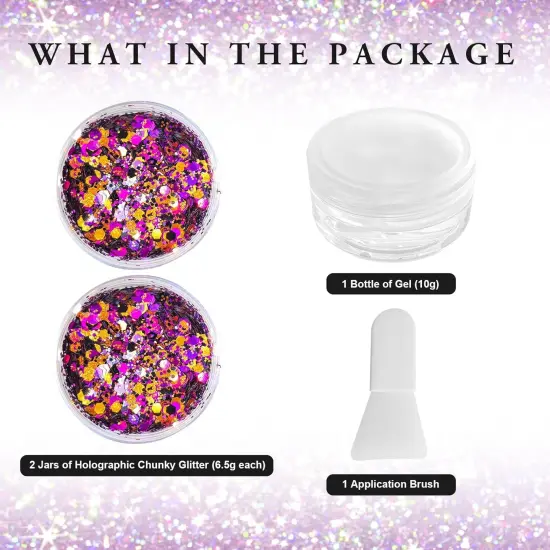 Black Orange Purple Mixed Holographic Chunky Glitter {2}