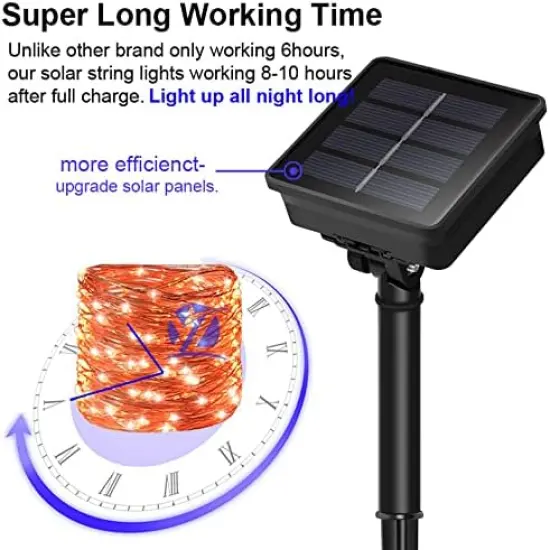 2Pack 200 LED Solar Orange Copper Halloween String Lights {2}