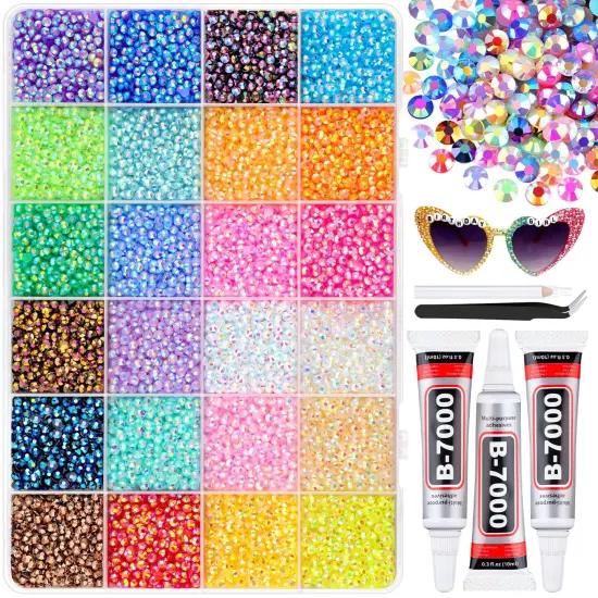 30000Pcs 3mm Flatback Resin Rhinestones with B7000 - Mixed-Color {1}