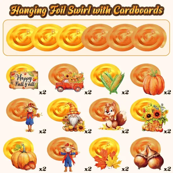 54 Pcs Fall Party Decorations - Hanging Swirls and Cutouts {3}