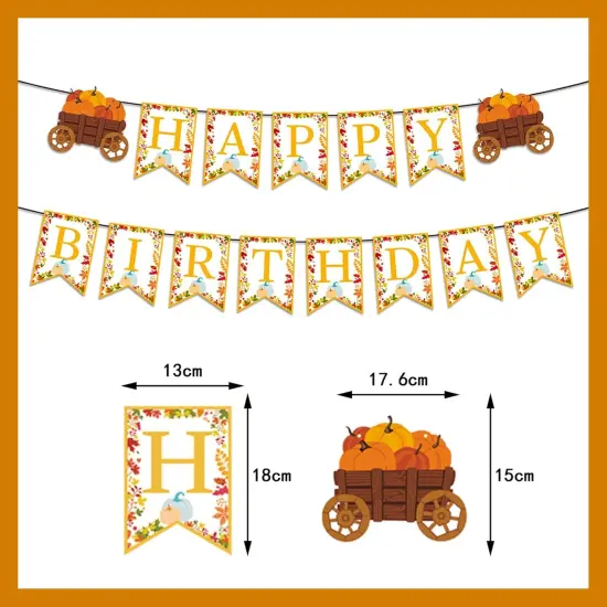 Pre-Strung Fall Happy Birthday Banner {3}