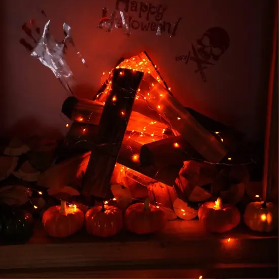 Silver Wire 33 Ft 100 LED USB Fairy String Lights with On/Off Switch (Orange) {5}