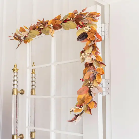 6.8FT Thanksgiving Leaf Garland With Pumpkin and Pine Cone {2}