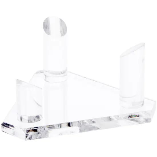 Plymor Clear Acrylic Beveled Triangular Display Base with 3 Display Prongs for Geode, Mineral or Crystal Cluster, 5" W x 4.25" D x 2.25" H {1}
