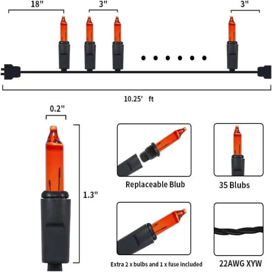 Halloween Orange String Lights - 35 Count, 8.5 Feet {5}