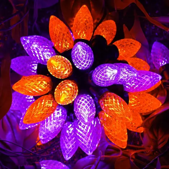 98FT 2PK 100LED Orange and Purple C9 Halloween Lights {2}