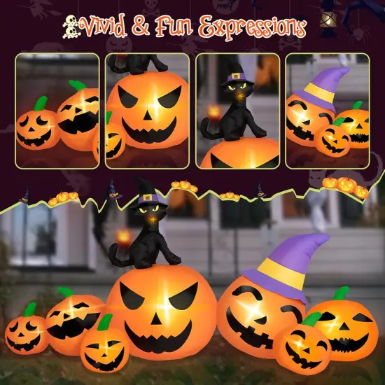 8FT Long Halloween Inflatables Pumpkin Outdoor Decorations, 7 Blow Up Pumpkins {4}
