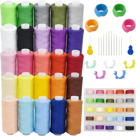 50pcs 25 Colors Sewing Thread Set with Matching Bobbins {1}