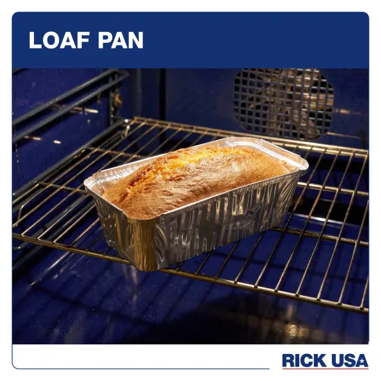 RICK USA: 8" Loaf Pan - 25 Pack -Disposable Aluminum Foil, Multi-Purpose Baking-Bread-Cooking, Durable, Grill-Oven-Freezer-Dishwasher Safe, Recyclable {7}