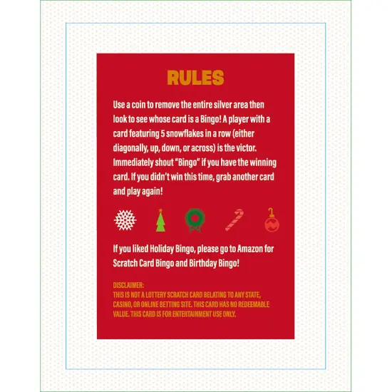 Grand Prix International: Bingo Scratch Card Game: Holiday - Entertaining Party Activity, Reveal 5 Snowflakes In A Row To Win, 26 Themed Cards {7}