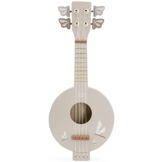 Label Label: Wooden Banjo - Tan - Musical Instrument Toy, 4 High-Quality Strings, Tuning Pegs, Classic Banjo Sound, Dragonfly Design, Kids Ages 3+ {1}