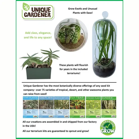 Unique Gardener: Culinary Herb Collection - DIY Biosphere Terrarium Starter Kit, Grow 5 Different Delicious Herb Plants, Kitchen Window Indoor Garden {7}