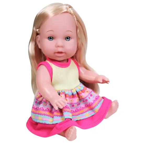 Lissi: Make Up Table Set - 8" Toddler Doll, Brush & Mirror - Blonde Hair - Pink-Red-Blue - Styling Toy Playset, Hair Care Accessories, Kids-Toddler 2+ {6}