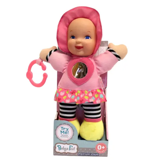 Baby's First: Mirror Doll - Pink - Vibrant Outfit w/ Chest Heart-Shaped Shiny Mirror, Attachable C-Ring, Soft & Cuddly Toy, Baby-Kids-Toddlers 3 Mo+ {3}