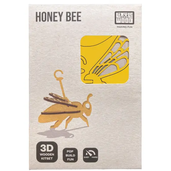 Little & Wood: Woodlet: Small - Honey Bee - Yellow, 3D Wooden Kit-Set, Insect Puzzle, Easy Assembly, Pop Build Fun, Sustainably Sourced Wood, Ages 6+ {4}