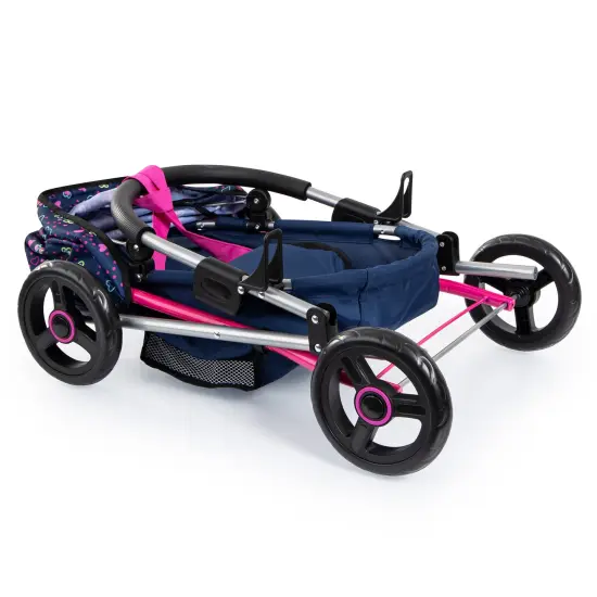 Bayer: Pram Cosy - Blue, Pink, Hearts - Includes Blanket & Shoulder Bag, Kids Pretend Play, Fits Dolls Up to 18", Soft Handle, Big Wheels {4}