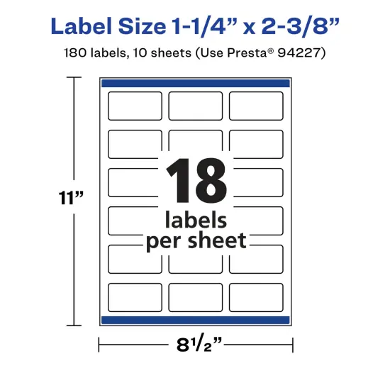 Avery Glossy White Rectangle Labels with Sure Feed, 1-1/4" x 2-3/8" {5}