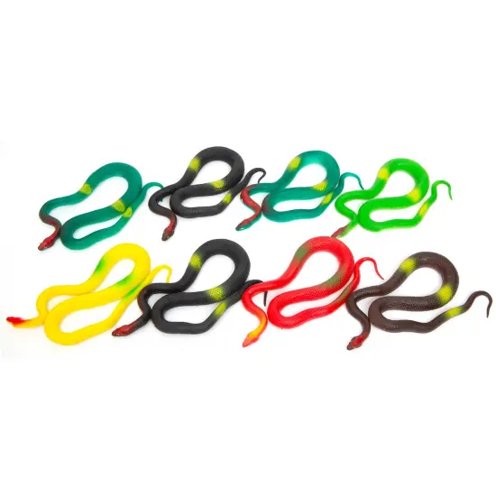 Boley: 19" Rubber Snakes - 8 Pack Assorted Colors - Lifelike Design Reptile Toy Figures, Hilarious Prank Toy, Durable & Safe Material, Kids Ages 3+ {1}