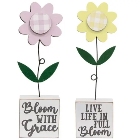 2 - Set Full Bloom with Grace Gingham Check Daisies on Base {1}