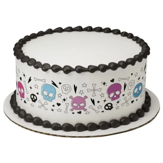 Cutesy Skulls Edible Cake Topper Image Strips 3ct {1}