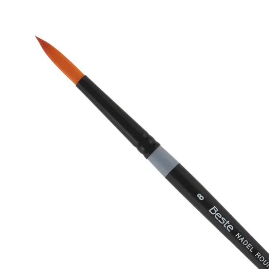Creative Mark Beste Golden Taklon Nadel Round, #8 Artist Paint Brush, Professional Watercolor Brushes, For Acrylic Painting, Short Handle, Sharp Edges, Hand-Tied & Shaped {1}
