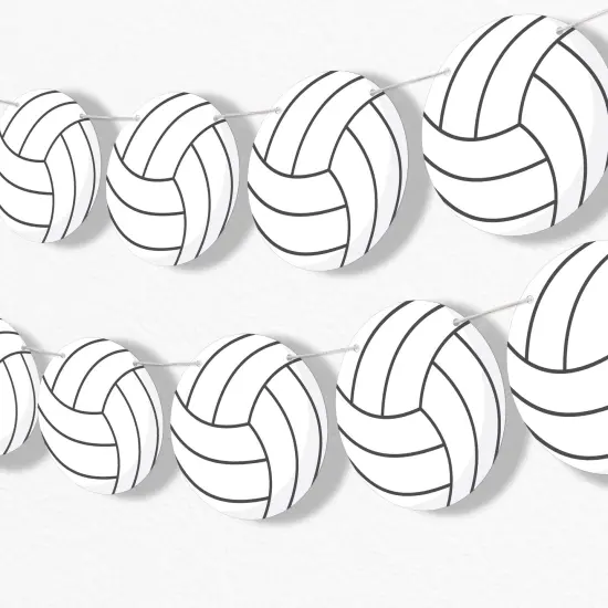 Big Dot of Happiness Volleyball Garland Banner, Sports Birthday Party or Baby Shower Decorations Banner, 30 Feet of Cord, 15 Double-Sided White Volleyballs {1}