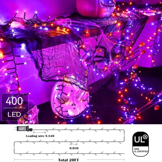 Purple and Orange Halloween Lights 400 LED 8Modes {2}