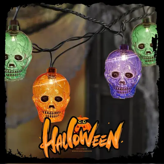 8.5Ft Halloween Skull String Lights {3}