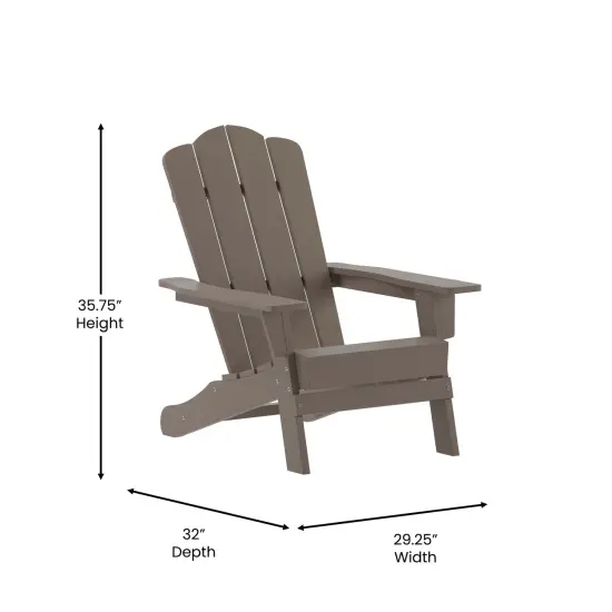 Emma and Oliver Tiverton Set of 2 Adirondack Chairs with Cup Holders, Weather Resistant HDPE Adirondack Chairs Brown {5}