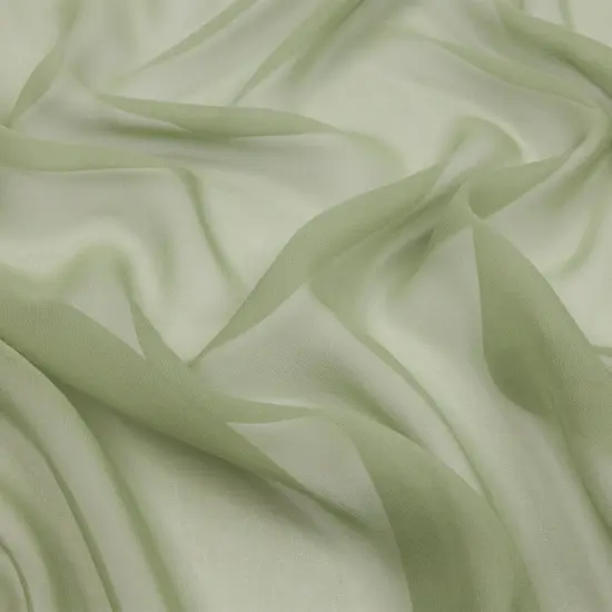 1 Yard Sheer Silk Chiffon Fabric Lightweight Flowing Oil Green 54 inch Width {2}