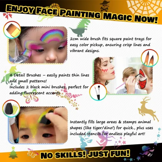 Face Painting Kit(18 Vibrant Colors+15 UV glow paints&zwnj;) {4}