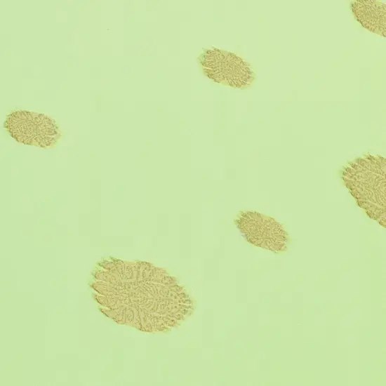 1 Yard Pale Apple Green Sari Chiffon with Gold Embroidered Medallions, 55 Inches Wide {2}