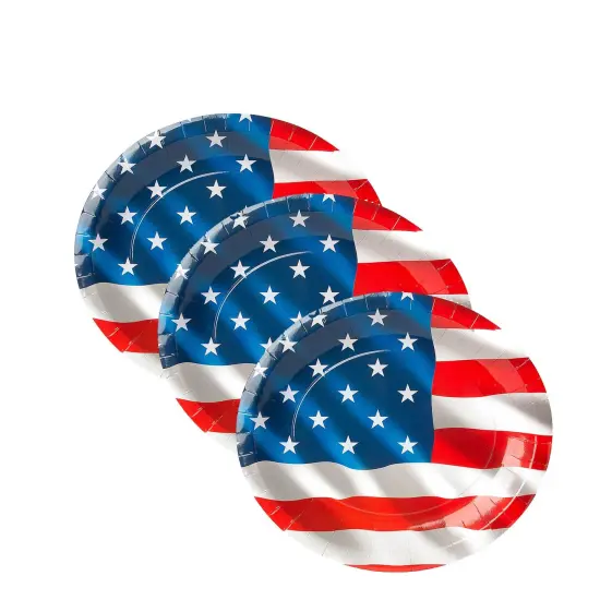 Flag Patriotic Party Paper Banquet Plates 25 Count {3}