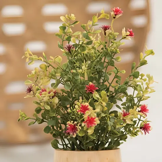 Green-Red Ruby Buds and Grass Pick for Rustic Autumn Decor {3}