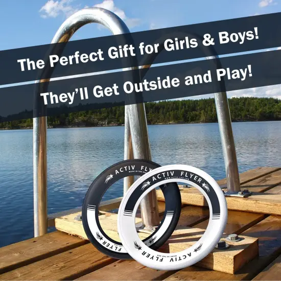 Activ Life 2 Pack Flying Rings for Kids, Fun Beach Toys, for Boys & Girls, Cool Family Outdoor Games, Play at Swimming Pool, Playground, Basket Fillers Birthday Presents, White/ Black, For Ages 3-14 {3}