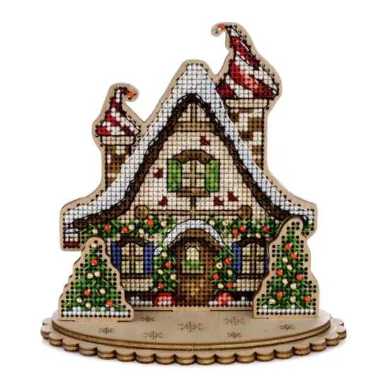Christmas House Cross-stitch kit on wood FLW-046 {2}