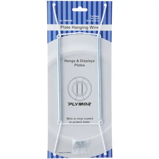 Plymor White Vinyl Finish Wall Mountable Plate Hanger, 11" H x 3.5" W x 0.5" D (For Plates 14" - 20") {1}